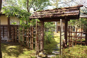 Japanese tea room garden of Tsurugajo Castle in Aizuwakamatsu, Fukushima, Japan
