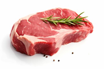 Raw Steak on Clean White Background, Butcher, Fresh, Uncooked, Meat