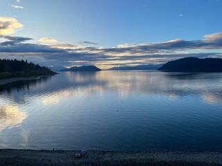 Sunset Elegance: Calm Reflections on Nahuel Huapi's Waters