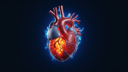human heart.Super realistic Ultra HD cinematic illum.Generative AI - obrazy, fototapety, plakaty