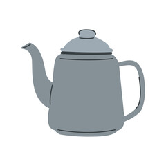 Cute grey teapot isolated on white. Teapot icon. Teapot vector illustration. 
