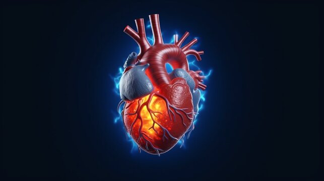 human heart.Super realistic Ultra HD cinematic illum.Generative AI