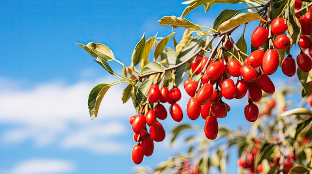 Detail of branch with goji berries