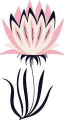 Pink flower in Chinese style. cartoon illustration of flower