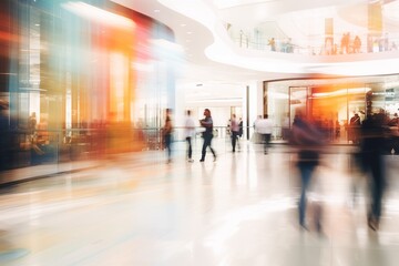 Abstract Blur: Crowded Shopping Mall Scene