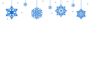 Fototapeta premium Abstract background with blue snowflakes on top. Vector illustration with copy space for text