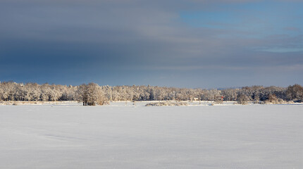 Calm winter czech landscape with big snow