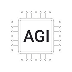 Artificial general intelligence symbol. AGI sign.