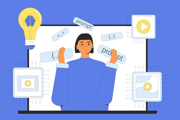 Prompt video engineer education. Vector illustration.