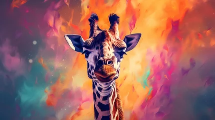 Foto op Aluminium Painting art drawing illustration of giraffe.Generative AI © shuvodesign