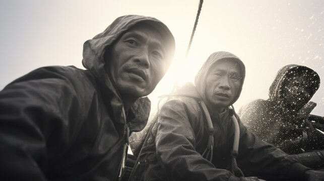 Close-up photo of fishermen at a local location
