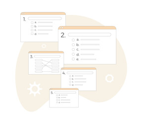 Online quality test. Client opinion answers. Vector illustration.