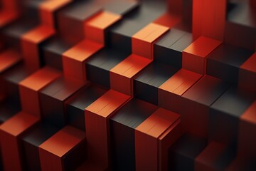 Abstract Red and Black Background with Squares and Rectangles