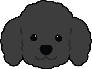 Simple and adorable black colored Poodle dog illustration front head