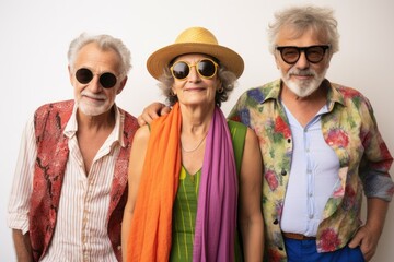 Amidst the summer ambiance, a lively gathering of European pensioners dons summer clothes and sunglasses, capturing the lively spirit of the season