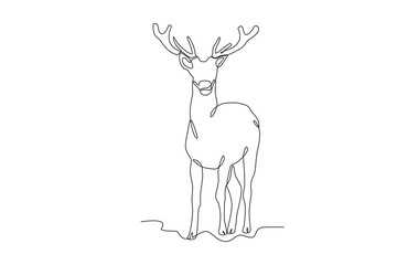 A deer stood gallantly. World Wildlife Day one-line drawing