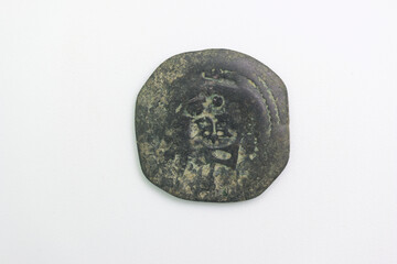 old spanish coin antique metal sign collecting hobby mint inscri