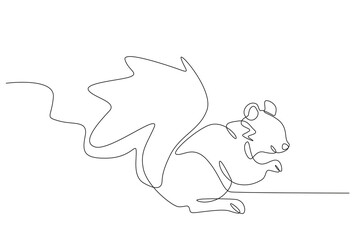 A squirrel is foraging. World Wildlife Day one-line drawing