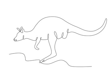 A kangaroo jumps. World Wildlife Day one-line drawing