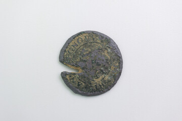 old spanish coin antique metal sign collecting hobby mint inscri