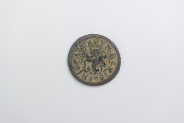 old spanish coin antique metal sign collecting hobby mint inscri