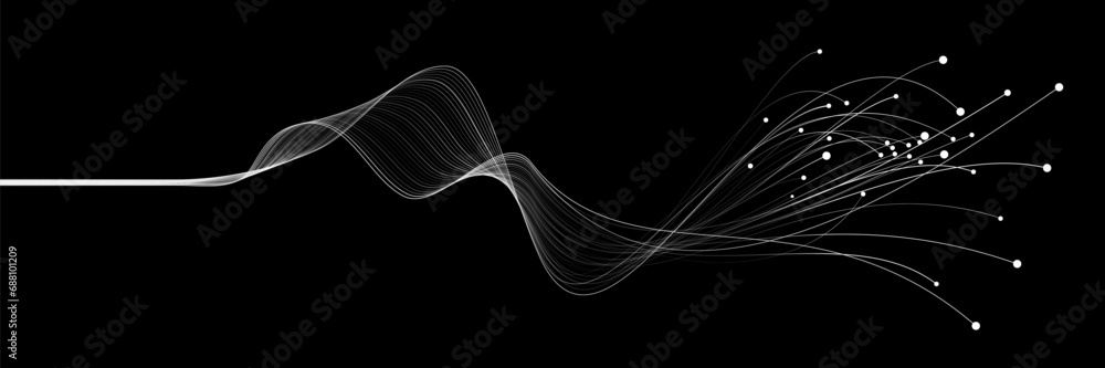 Poster neural connectors analyze files into cyberspace. big data visualization. neural network background. 