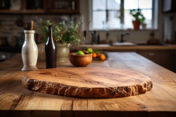 Table with wooden cutting board for displaying your product
