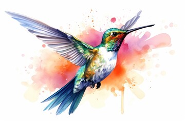 Hummingbird watercolor style illustration