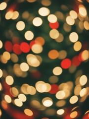 Fototapeta premium Golden Holiday Glow: A Festive Christmas Background with Abstract Lights and Bokeh Blur