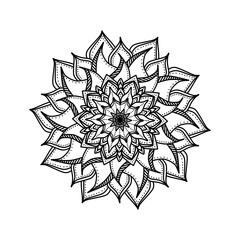 Doodle  simple mandala inspired by flower and thorns with black color that can be use for social media, sticker, wallpaper, e.t.c.	