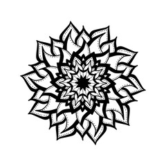 Doodle  simple mandala inspired by flower and thorns with black color that can be use for social media, sticker, wallpaper, e.t.c.	