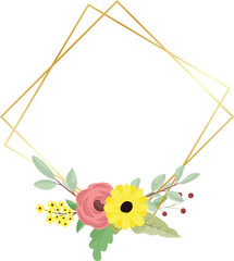 Flower Frame Wreath. Floral botanical flowers. for graphic designer decoration, product design, and cards