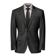 Business men's black, gray tee suit, isolated on transparent background, 3d rendering, realistic illustration, business illustration