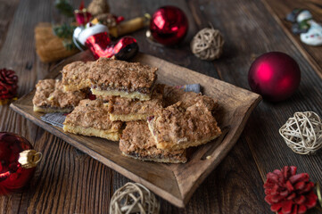 Christmas nut pastry from austria with soft hazelnut topping and shortbread cookie base 