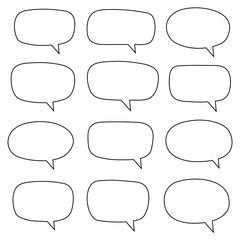 Speech bubble, speech balloon, chat bubble line art vector icon for apps and websites. Set of hand drawn speech bubbles.