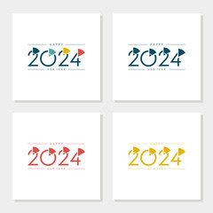 Colorful number 2024 vector. Happy new year 2024 design with unique colorful numbers. design for poster, banner, greeting and new year 2024 celebration.