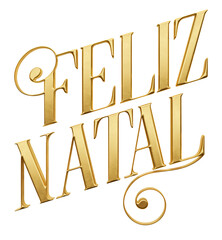 Merry Christmas lettering in Brazilian Portuguese 3d render