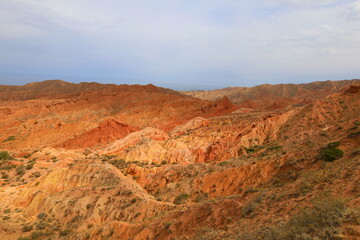 Fairytale Canyon Skazka located in Tosor next to Issyk-Kul lake, Kyrgyzstan