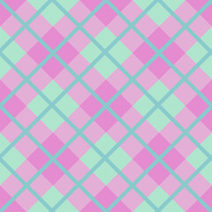 Pink blue green seamless geometric tartan pattern