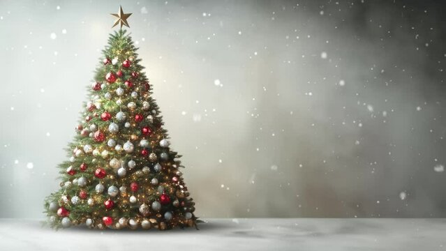 Fundo Natal Neutro Colorido &Aacute;rvore Brilhos Luzes Loop Neve