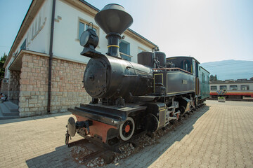 old locomotive at railway station Podgorica
