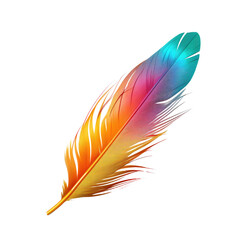 colorful feather isolated on a transparent background