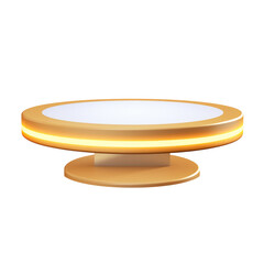elegant gold podium with neon light isolated on a transparent background