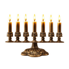 The Menorah, a candle lit stand isolated on a transparent background copy