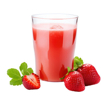 strawberry juice glass isolated on a transparent background