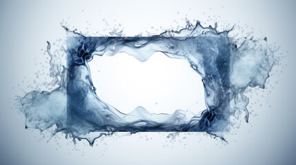 Frame of blue water splash on bright background