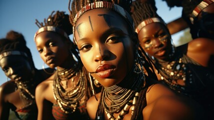 African young girls dressed in traditional clothes