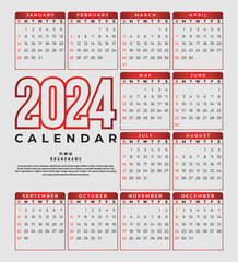 Wall calendar 2024 design tamplate