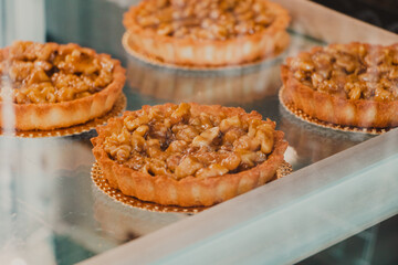 apple pies on the cafeteria display