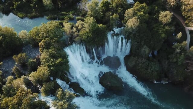 Flight over waterfall, Kravica, Studenci, Bosnia